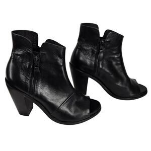 RAG & BONE WOMEN’S NOELLE BLACK LEATHER PEEP TOE BOOTIES – US SIZE 9